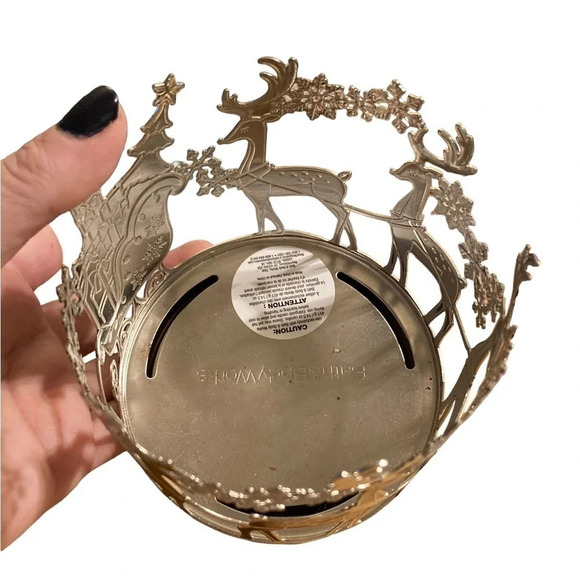 BATH & BODY WORKS Christmas Reindeer Pedestal 3-Wick Candle Holder! Retired NWT - Picture 5 of 6